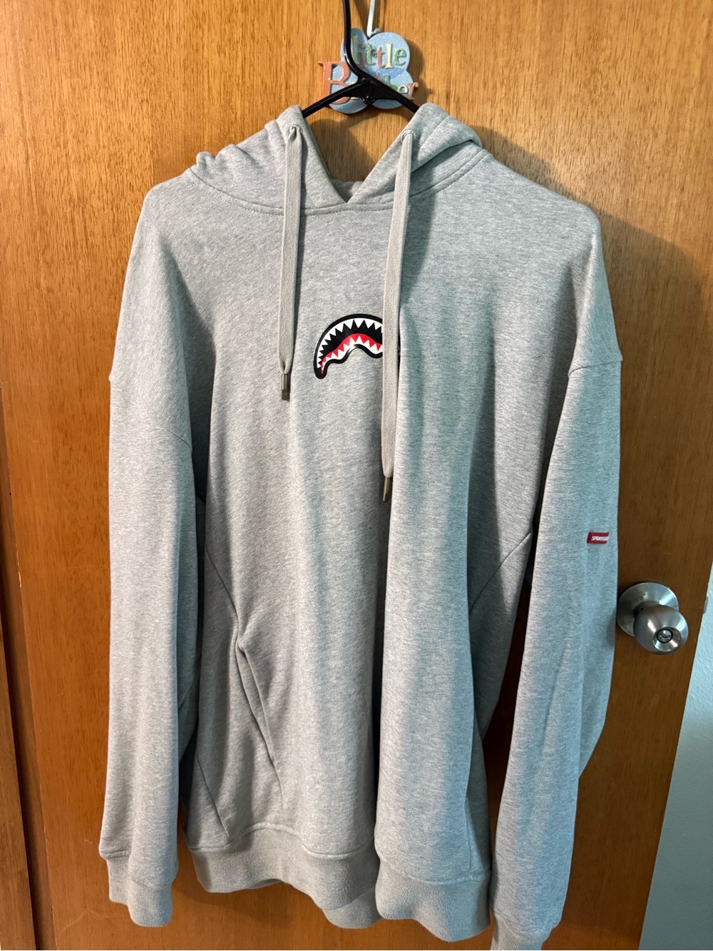 Sprayground Gray Hoodie with Shark Teeth Logo